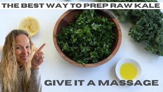 HOW TO MASSAGE KALE  Preparing Raw Kale For Salads [upl. by Liberati396]