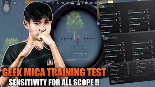 Geek Mica Op Training Test amp Setting Sensitivity For All Scope  Pubg Mobile [upl. by Leif220]