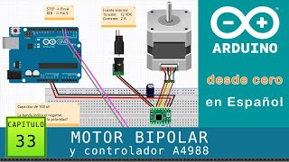 Arduino desde cero en Español  Capítulo 33  Paso a paso bipolar y A4988 controlador driver [upl. by Costello]