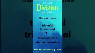 Syllable Division Bootcamp Syllabication Rules and Examples 1 One Minute Reading Tutor [upl. by Atnima]