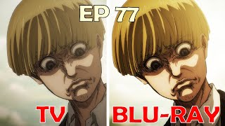 So MAPPA ONLY MADE 4 MAJOR CHANGES in Attack on Titan The Final Season Part 2 Ep 77 TV vs BLURAY [upl. by Eenobe]