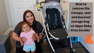 How To Remove The Canopy Seat And Bassinet  Uppa Baby Vista Stroller [upl. by Olive688]