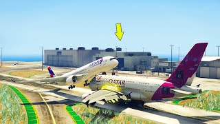 Lufthansa Airbus a380 dangerous Landing Collide amp crash USA Today gta5 usa emirates [upl. by Terri353]