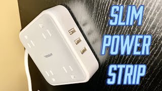 Flat Plug Power Strip with USB Ports Review [upl. by Barabas729]