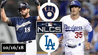 Milwaukee Brewers vs Los Angeles Dodgers Highlights  NLCS Game 4  October 16 2018 [upl. by Refiffej]