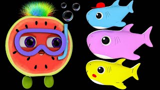 Baby Shark Funky Fruits  Baby Sensory Dance Pary and Fun High Contrast Animation [upl. by Ardnuassak]