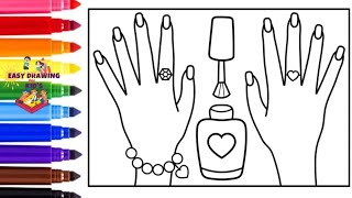 How to Draw NAIL POLISH for Kids Nail Polish Drawing  Nail Polish Colouring PaintingChild Art [upl. by Mainis]