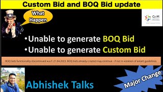 Error  BOQ bids functionality discontinued BOQ bids already created may continue  BOQ Custom Bid [upl. by Harold973]