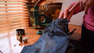 DIY How To Set a Button Stud Jean Rivet w Hand Press Machine Setter [upl. by Mayhew]