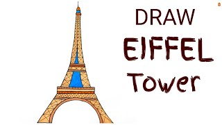 Easy EIFFEL TOWER Drawing  How to Draw Eiffel Tower with Water color [upl. by Anselme]