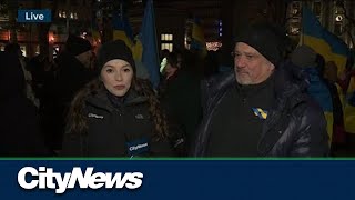 Montreal march in solidarity of Ukraine on anniversary of war [upl. by Rheba]