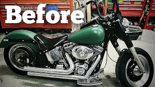 Project bike 2005 Fatboy Before Custom Harley build Customizing a softail harleydavidson fatboy [upl. by Anse]