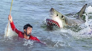 Shark Attack on Fishing Boat  A shark attack Thrilling short movie [upl. by Biebel]