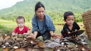 Harvest giant oysters to sell at the market  Cook oyster porridge for children  Ly Phuc Kieu [upl. by Nickles]