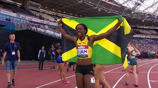 SHERICKA JACKSON JAMAICA RUNS DOWN PRANDINI USA ON 200M  Athletics World Cup 2018 [upl. by Adlez]