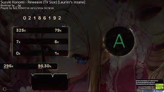 osu Suzuki Konomi  Reweave TV Size Lauriers Insane  9830 [upl. by Josy537]