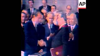 SYND 26572 PRESIDENT NIXON AND BREZHNEV SIGN ARMS LIMITATION AGREEMENT [upl. by Korten35]