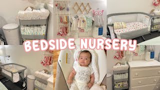 NEW BEDSIDE NURSERY TOUR amp ORGANIZATION  what i use for my newborn baby 💕 [upl. by Pliam]