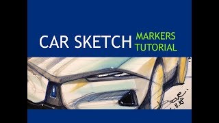 Car Sketching Tutorial P45  Markers [upl. by Arinaid801]