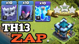 TH13 YETI  WITCH  ZAP ATTACK COMBO  BEST TH13 ATTACK STRATEGY 2024 in Clash of Clans [upl. by Anileba]