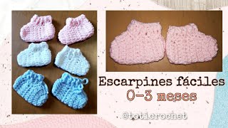 Como tejer Escarpines fáciles a crochet paso a paso 03meses [upl. by Anoo269]