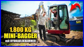 MINIBAGGER mit HYDRAULIKHAMMER vs FUNDAMENT  Tommy Berk fährt Bagger  Home Build Solution [upl. by Oibirot]