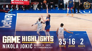 Nikola Jokić Full Game Six Highlights vs Timberwolves 🎥 [upl. by Heather]