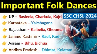 Important Folk Dances  Classical Dances  महत्वपूर्ण लोक नृत्य  Important Folk Dances MCQs [upl. by Farl918]