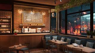 Cozy Coffee Shop Ambience  Smooth Jazz amp Rain Sounds for Studying [upl. by Zilada642]