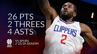 Kawhi Leonard 26 pts 2 threes 4 asts vs Spurs 2324 season [upl. by Annah]