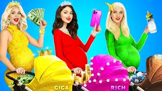 Rich vs Broke vs Giga Rich Pregnant  Positive Pregnancy amp Funny Situations by RATATA [upl. by Arikaahs]