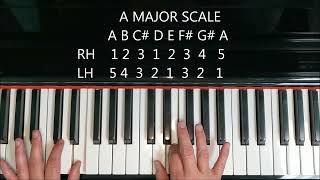 A Major Scale on Piano one amp two octave [upl. by Nekcerb]