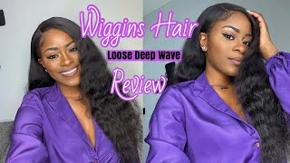 THE BEST LOOSE DEEP WAVE WIG  WIGGINS HAIR REVIEW 5x5 CLOSURE WIG AMAZON [upl. by Durware485]