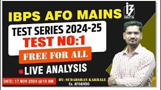 IBPS AFO Mains Test Series 202425  TEST NO  1  By Sudarshan Karhale Sir [upl. by Ahtael]