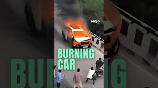 Watch  Driverless Car Catches Fire in Jaipur Speeds Through Busy Road viralvideo [upl. by Ehlke154]