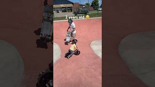 Toddler rides skatepark bmx toddlers fypシ゚ viralshort skatepark bowl skateboarding fun [upl. by Haag]