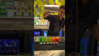 Rainbow 🌈 🫡Shots bartender cocktail skills bar tricks recipe rainbow mixology viral [upl. by Idelia249]