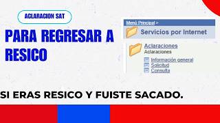 Aclaración SAT  Regresar de Actividad Empresarial a RESICO 2024 [upl. by Amling]