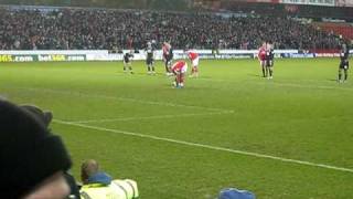 Robert earnshaw penalty miss for Nottingham forest v Birmingham city020110 [upl. by Etteneg]