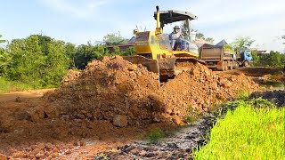 Most powerful dozer D41PStronger machine bulldozer pushing massive soil to finish the project [upl. by Adiaros]