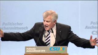 Aschermittwoch der CSU  die Rede von CSUVorsitzenden Seehofer [upl. by Gnep]