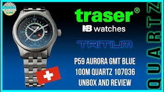 Holy Illumination Batman  Traser P59 Aurora GMT Blue 100m Quartz 107036 Unbox amp Review  Maverick [upl. by Doomham]