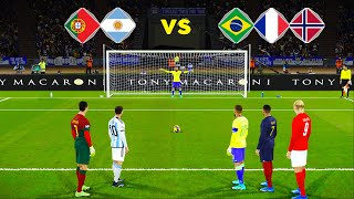 Messi amp CRonaldo VS Neymar amp Haaland amp Mbappe  Penalty Shootout  eFootball PES Gameplay [upl. by Eibob]