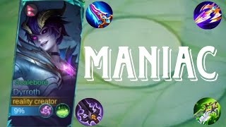 19 KILLS MANIAC DYRROTH VS ALDOUS BEST BUILD AND EMBELEMS MOBILE LEGENDS BANG BANG [upl. by Herv655]