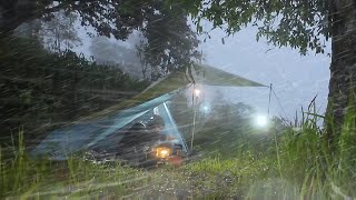 SOLO HIKING amp CAMPING in heavy rain laze around in rainy day Rainstorm [upl. by Yttisahc]