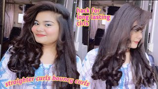 How to make ironing curls  how to do curls hairs by slim straighter  curls hairstyle with iron [upl. by Yuille]