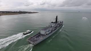 HMS KENT F78 TYPE 23 FRIGATE HMS NAVY SHIP PORTSMOUTH DRONE DJI [upl. by Hollington432]