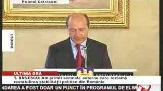 Prima declaratia de presa a lui Basescu suspendat [upl. by Ynahpit]