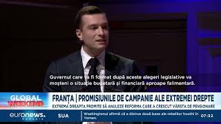 Alegeri în Franța Extrema dreapta promite să anuleze reforma care a crescut vârsta de pensionare [upl. by Nitsirhc]