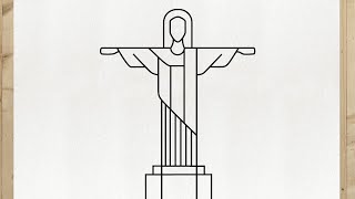 Como desenhar Cristo Redentor passo a passo FÁCIL e RÁPIDO [upl. by Oliric291]